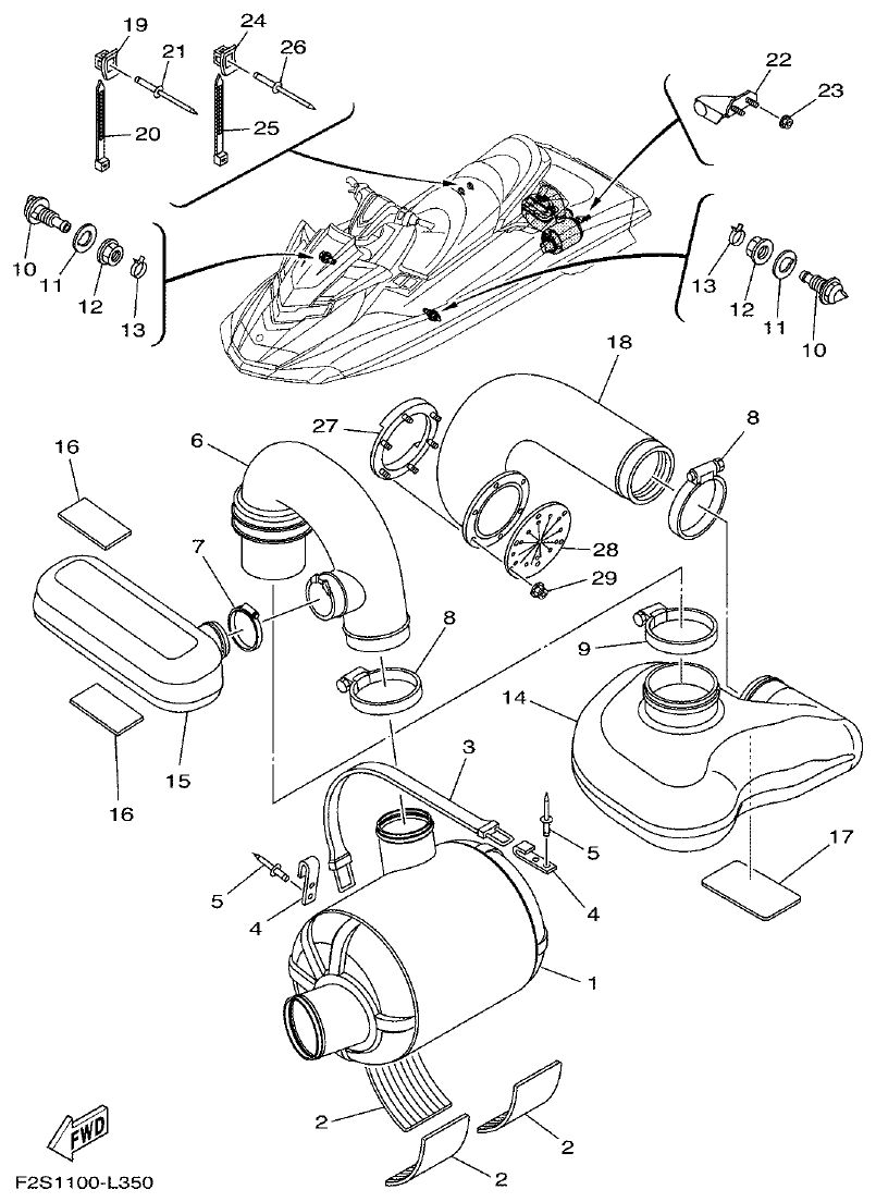 Yamaha FA1800A-M EXHAUST 3 parts diagram
